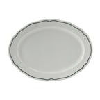 Thumbnail image #1 for Tuxton China Charleston SBH-104 Porcelain Oval Platter, 10-1/2 x 7-3/4 in, Scalloped Edge, Blue Band 1 Dozen