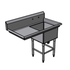 Thumbnail image #1 for Pacific Stainless SCS3030-16-L30 1-Compartment Stainless Steel Sink, 16-Gauge, Left Drainboard, 30 x 30 x 12 in Bowl