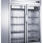 Thumbnail image #1 for Dukers Appliance Co., USA Ltd. D55AR-GS2 . Two-Section 42.29 cu. ft. Glass-Door Reach-In Refrigerator, Stainless Steel, Top-Mounted