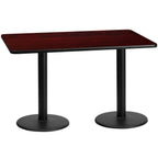Thumbnail image #1 for Flash Furniture XU-MAHTB-3060-TR18-GG Rectangular Double-Pedestal Dining Table, 60" x 30" x 31-1/8"H, Mahogany Laminate, Black PVC Edge