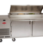 Thumbnail image #1 for Utility Refrigerator PPR-30-2D-D-EM 66" Refrigerated Pizza Prep Table, 2 Doors, 2 Drawers, Stainless Steel, 9 cu. ft.