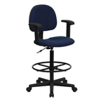 Thumbnail image #1 for Flash Furniture BT-659-NVY-ARMS-GG Navy Blue Upholstered Swivel Drafting Stool with Arms, Back, Adjustable Height