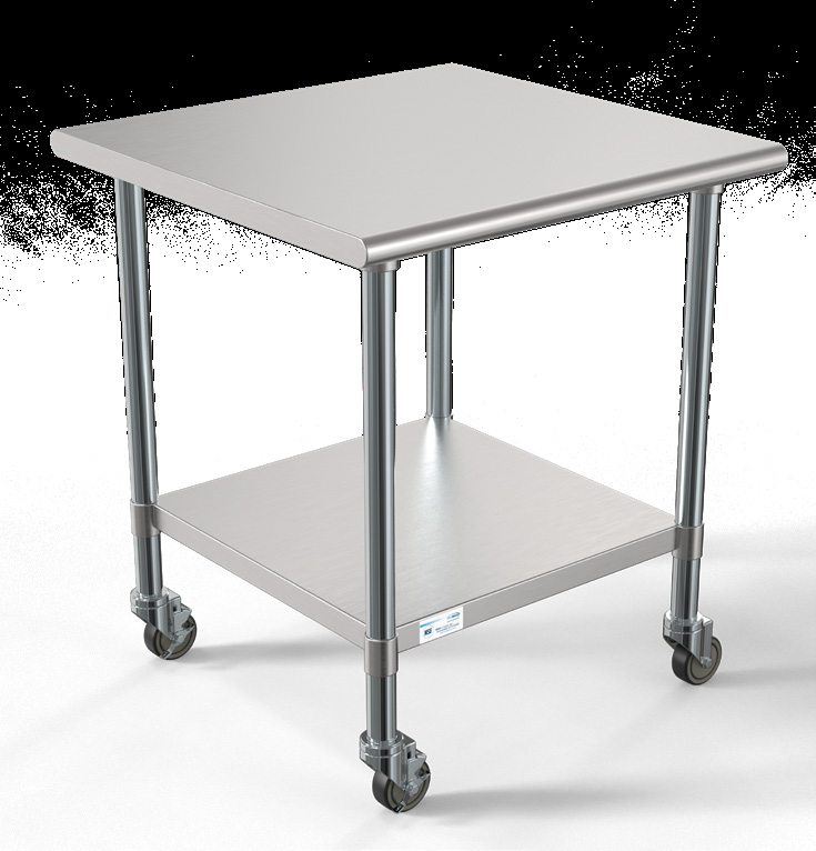 Product image #4 for KoolMore 30 x 30 Inch 18-Gauge 304 Stainless Steel Corner Work Table with Undershelf and Locking Casters