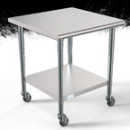 Thumbnail image #4 for Koolmore CT3030-18C 30 x 30 x 34 in. 18-Gauge 304 Stainless Steel Corner Work Table with Undershelf and Locking Casters