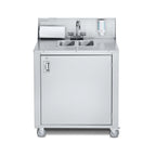 Thumbnail image #1 for Crown Verity Handwashing CV-PHS-2 Mobile Hand Wash Sink, Stainless Steel Cabinet, 2 Bowls, Hot & Cold Water