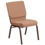 Thumbnail image #1 for Flash Furniture Hercules FD-CH02185-CV-BN-GG Stacking Church Chair with Caramel Cotton Upholstery, Copper Vein Frame