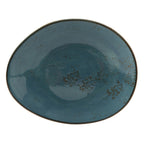 Thumbnail image #1 for Tuxton China Artisan Geode GGE-652 Porcelain Ellipse Plate, 12" x 9-3/4" x 2"H, Azure 1 Dozen