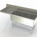 Thumbnail image #1 for AERO Manufacturing Aerospec 2F3-2418-30L 3-Compartment Stainless Steel Sink, 88-1/4"W, 14" Deep, Left Drainboard