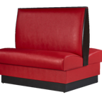 Thumbnail image #1 for ATSMFG ATS AT&S-QAD-W42-P-BRD Double Restaurant Booth, 42"H, Plain Back, Dark Walnut Elm Wood Trim, Bright Red Upholstery