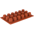 Thumbnail image #1 for JB Prince Pavoni M510 T Silicone Mini Cannelé Mold, 18 Compartments, Orange, -10° to 500°F