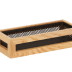 Thumbnail image #1 for Cal-Mil Camden 22902-3-115 Rectangular Black Metal Condiment Organizer with 3 Glass Storage Jars, 12.75"W x 5"D x 4.5"H