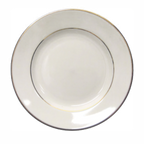 Thumbnail image #1 for International Tableware Florentine FL-8GF 9 in. Round Ceramic Plate, American White with Gold Band Case of 2 Dozen