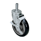 Thumbnail image #1 for Component Hardware CMT2-5BBN 5" Polyolefin Swivel Threaded-Stem Caster with Side Brake, 250 lb Capacity