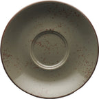 Thumbnail image #1 for International Tableware Splash™ SH-68-GS 2-Well Stoneware Cappuccino Saucer, 6 in Round, Green Smoke Glaze Case of 2 Dozen