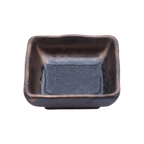 Thumbnail image #1 for Korin Inc SDS-161-411 2 oz China Sauce Dish, Square, Black with Bronze Accent Rim