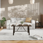 Thumbnail image #2 for Flash Furniture LFS-2013-DKGRY-GG Farmhouse Trestle Coffee Table, Solid Wood, Fixed Floor Glides, Dark Gray