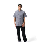 Thumbnail image #1 for Chef Works CBN03-GRY-M Men's Gray Poly/Cotton Short-Sleeve Chef Coat, Medium