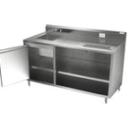 Thumbnail image #1 for NBR Equipment BEV-6030L Stainless Steel Beverage Table/Counter, 60"W x 30"D x 40-1/4"H, Left Sink, Enclosed Base