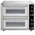 Thumbnail image #1 for Hakka Brothers Corp EasyRose FP-13A Electric Countertop Double-Deck Commercial Pizza Oven, Stainless Steel Exterior