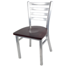 Thumbnail image #1 for JustChair Manufacturing M20118-SIL-SS Ladder-Back Side Chair with Solid Wood Seat and Powder-Coated Steel Frame