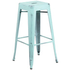 Thumbnail image #1 for Flash Furniture ET-BT3503-30-DB-GG Backless Galvanized Steel Bar Stool with Drain Hole and Cross Brace, Blue-Green Finish