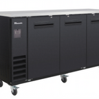 Thumbnail image #1 for Blue Air FSE LLC BLNBB-72B-HC Three-Section Narrow-Depth Back Bar Cooler, 3 Solid Locking Doors, Stainless Steel Top, Black Exterior
