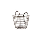 Thumbnail image #1 for G.E.T. Urban Renewal WB-318-MG Round Powder-Coated Iron Serving Basket, 11 in Diameter x 7-3/4 in High, Loop Handles, Metal Gray Case of 30