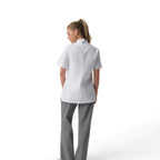 Thumbnail image #2 for Chef Works CBN03W-WHT-S Women's White Poly/Cotton Short-Sleeve Chef Coat, Small, Double-Breasted with Thermometer Pocket