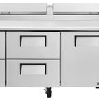 Thumbnail image #7 for True Mfg. - General Foodservice TPP-AT2-93D-4-HC 93.5-Inch Self-Contained Refrigerated Pizza Prep Table, 1 Door, 4 Drawers