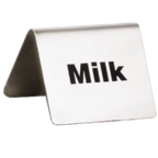 Thumbnail image #1 for TableCraft B5 Stainless Steel Printed Buffet Tent, “Milk,” 2-1/2 x 2-3/4 in. Case of 25