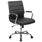 Thumbnail image #1 for Flash Furniture GO-2286M-BK-GG Black Executive Swivel Office Chair, Adjustable Height, Mid-Back, Padded Arms, Casters