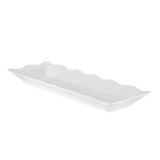Thumbnail image #1 for CAC China MLSC-RT281-W Rectangular White Melamine Platter, 17-1/2" x 6-3/4" x 1-3/4", Scallop Edge 1 Dozen
