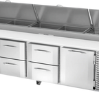 Thumbnail image #1 for Victory Refrigeration VPPD119HC-6 Pizza Prep Table, 4-Section, 1 Door, 6 Drawers, 119"W, Self-Contained