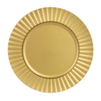 Thumbnail image #1 for Ten Strawberry Street Lacquer LACQ-SUN-MGLD 13" China Charger Plate, Sunburst Matte Gold Case of 24