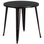 Thumbnail image #1 for Flash Furniture CH-51090-29-BQ-GG Round Metal Table, 30" Diameter x 29-1/2"H, Smooth Top, Black/Antique Gold