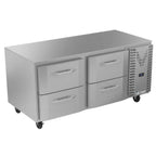 Thumbnail image #1 for Victory Refrigeration VURD67HC-4 Two-Section Undercounter Refrigerator, 4 Drawers, 67"W, Side-Mounted Self-Contained, Stainless Steel