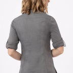 Thumbnail image #2 for Chef Works SES02W-GRY-3XL Women's Gray Chef Shirt, Long Sleeve, Snap Front, Stretch Poly/Cotton/Elastane, 3XL