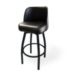 Thumbnail image #1 for JustChair Manufacturing M421J30-201SWL-BLK-COM Swivel Bar Stool, Fully Upholstered Padded Bucket Seat, Armless, 20-Inch Wide