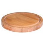 Thumbnail image #1 for Eastern Tabletop 9670 Round Wood Butcher Block Cutting Board, 18" Diameter x 2" Thick, Cut-Out Handles, Gravy Lane