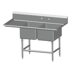 Thumbnail image #1 for SPG International Universal Stainless 2SL1618-LD24 2-Compartment Stainless Steel Sink, 24" Left Drainboard, 18" x 16" Compartments, 14" Deep
