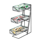 Thumbnail image #1 for Cal-Mil 1235-13-43 3-Tier Condiment/Flatware Display with Removable Acrylic Bins, Black Wire Frame, 5-1/4"W x 14"D x 18"H