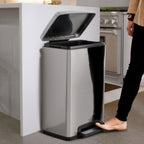 Thumbnail image #2 for Tramontina 81200-500DS 13-Gallon Stainless Steel Rectangular Step Trash Can with Soft-Closing Hinged Lid and Removable Vented Liner