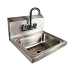 Thumbnail image #1 for BK Resources 12-105 Wall-Mounted Stainless Steel Hand Sink, 17 x 15 in, 14 x 10 x 5 in Bowl, Gooseneck Faucet Included