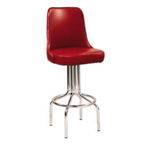 Thumbnail image #1 for G & A Commercial Seating 447 Swivel Bar Stool, Upholstered Vinyl Bucket Seat, Single Footring, Chrome Steel Frame