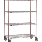 Thumbnail image #1 for Metro Super Erecta SE-2472K4-68-M4 Mobile Wire Shelving Unit, 72"W x 24"D x 68"H, 900 lbs per unit, evenly distributed1" shelf adjustment, (4) wire