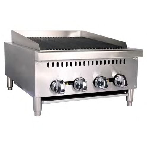 Product image #2 for Black Diamond 24-Inch Heavy Duty Countertop Radiant Gas Charbroiler, 4 Burners, Natural Gas