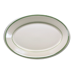 Thumbnail image #1 for Steelite International Homer, Green Band HL1571 China Oval Platter with Rolled Edge, Green Band, 13.375" x 9.25" x 1.5" 1 Dozen