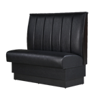 Thumbnail image #1 for ATSMFG ATS AT&S-QAS-W42-6CH-BLK Single Restaurant Booth, 42"H, 6-Channel Elm Wood Top & End Caps, Dark Walnut, Black Upholstery