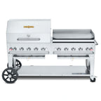 Thumbnail image #1 for Crown Verity Mobile Cooking CV-MCB-72RGP Mobile Outdoor Charbroiler, 10 Burners, Stainless Steel, LP/NG Gas, Roll Dome & Pro Griddle