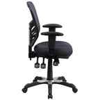 Thumbnail image #2 for Flash Furniture HL-0001-DK-GY-GG Swivel Task Chair, Adjustable Height, Mesh Back, Padded Arms, Upholstered Seat, Casters